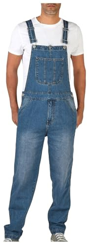 YOSUWOAI Peto vaquero para hombre, mono de trabajo con ajuste relajado, tirantes ajustables y varios bolsillos para herramientas, ropa de trabajo, mono con peto, corte holgado, monos