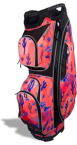 Taboo Fashions Resort Collection Ladies Golf Bag - 14-Way Women’s Golf Cart Bag with Insulated Cooler Pocket, Rain Hood, Zippered Pockets & More - Golf Accessories for Women (Desert Daydream)