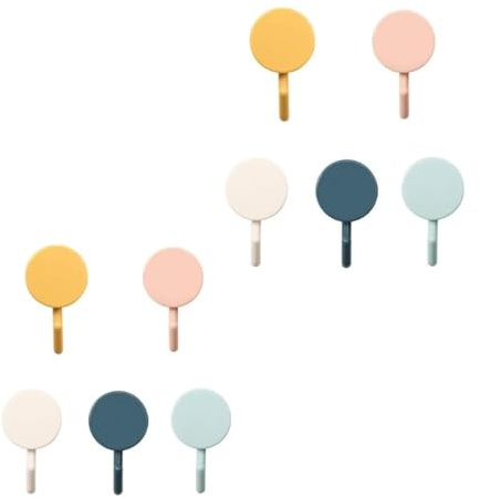 Wwyan 10Pcs Colorful Self Adhesive Hook, Cute Wall Hooks, Towel Hooks, Home Storage, Stick On Plastic, Decorative Wall, Key Holder for Kitchen Office Bathroom Closet Self Adhesive Hook