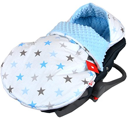 Fußsack SOMMERFUßSACK 90cm Minky Babyschale Kinderwagen Buggy Jogger (4. Blau + Sterne)