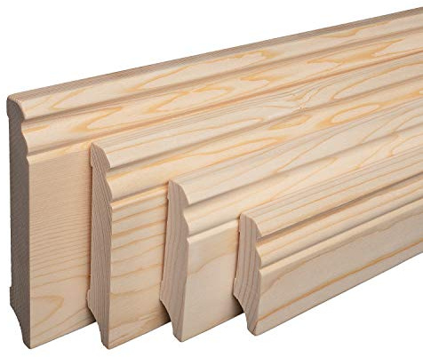 REESE | Massivholz-Sockelleisten | Fichte ROH | Hamburger/Berliner Profil | 80mm Höhe