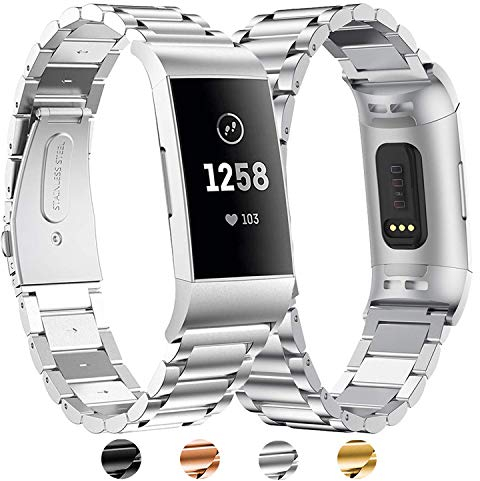 BDIG Bracelet Compatible for Fitbit Charge 4, Fitbit Charge 3 Metal Adjustable Stainless Steel Bracelet Replacement Accessories Sport Watch Strap for Fitbit Versa 3/4