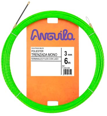 Anguila Max 7.3300.006 Guía pasacables Especial Tubos Poliéster Trenzada Monofilamento 3mm 6 Metros y terminales Fijos con Lazo, Verde
