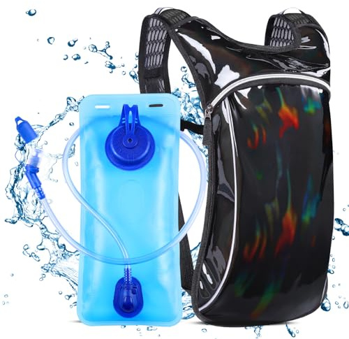 Rave Hydration Pack, Hydration Backpack with 2L Hydration Bladder, Festival Essential Water Backpack for Hiking, Running, Cycling, and Music Festivals