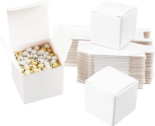 PandaHall 30 st liten Kraft godislåda i bulk, 4 x 4 x 4 cm liten Kraft presentförpackning mini vit papperslåda fyrkantig tvållåda för jul, små smycken, favoriter tårtlådor