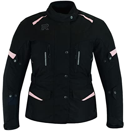 RS Chaqueta Moto Mujer Textil invierno Impermeable Con (CE) Protecciones (2XL, Rosa)