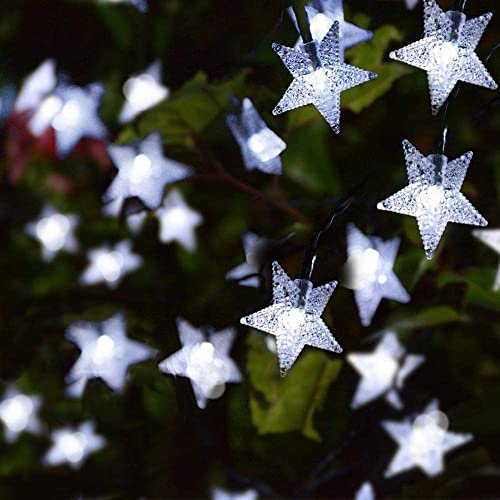 FANSIR Solar String Lights Garden, 100 LED Star Fairy Lights Outdoor Solar Powered Led Star String Light Waterproof 8 Modes Decorative Light for Garden Patio Yard Home Wedding Party, Cool White