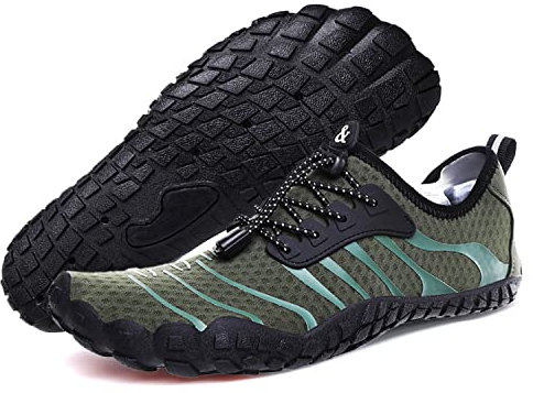 FELOVE Badskor, vattenskor, strandskor, surfskor, barfotaskor, ventilerande simskor, tofflor, yogaskor för vattensport för kvinnor och män, W1 grön, 39 EU