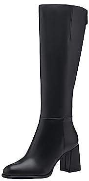 Tamaris Botas de Caña Larga para Mujer, Tacón Cuadrado, Veganas, Negro, 41 EU