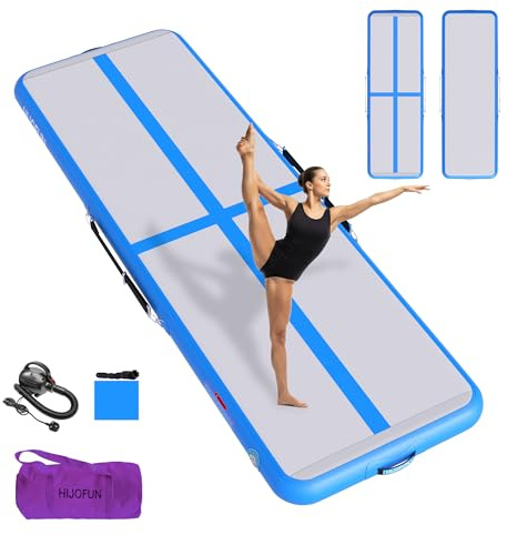 HIJOFUN Air Floor Mat 3M 4M 5M 6M Tapis de Gymnastique Gonflable avec Pompe Pratique et 10/20cm d'épaisseur Pistes d'acrobatie Piste Gonflable Air Mat pour Gymnaste Tumbling Yoga Taekwondo