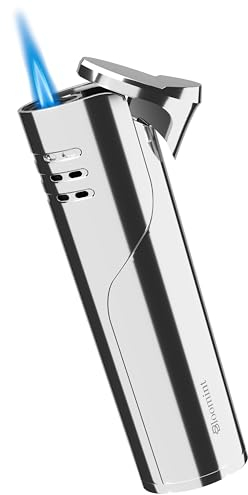 Bloomint Sturmfeuerzeug Jetflamme Silber edles windfestes Feuerzeug nachfüllbar Sturmfeuerzeug Gas nachfüllbar (ohne Gas)
