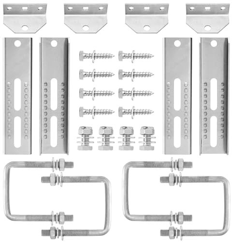 Racewill Lot de 4 supports de lit superposés pour remorque de bateau : kit de support galvanisé pivotant de 25,4 cm avec matériel, pour traverse de remorque de bateau de 3,8 x 7,6 cm, 5,1 x 7,6 cm,