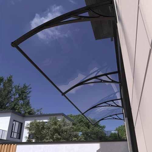 Auvent de Porte et Fenêtres, Marquise de Porte D'Entrée, Toit Marquise en Transparent Polycarbonate, Aluminium Auvent de Patio(Size:60x160cm)