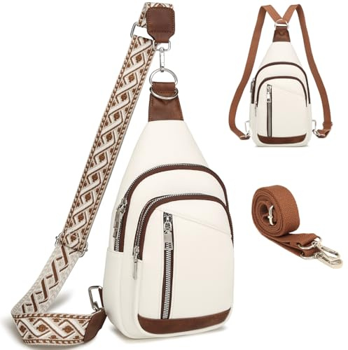 Travistar Sling Bag for Women Trendy Small Sling Backpack Crossbody Purse Faux Leather Cross Body Bag Fanny Packs with 2 Removable & Adjustable Strap Anti Theft Chest Belt Sash Bags for Travel Hiking
