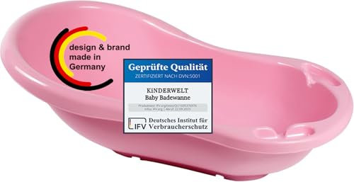 KiNDERWELT Babywanne 84 cm - Baby Badewanne - BPA-Frei - Wanne zum Baden für Babys und Neugeborene - rosa