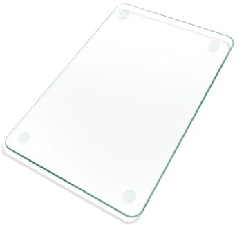 KimiDitt Tagliere in vetro temperato, 30,5 x 40,6 cm, per bancone della cucina, tagliere trasparente di grandi dimensioni, con piedini antiscivolo, resistente ai graffi, resistente al calore