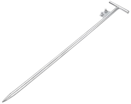sourcing map 0.6 Ground Rod Cold Galvanized Grounding Pin 2.6ft T-Shape Welding Plate Grounding Stake for Antenna Satellite Dish Electric Fence