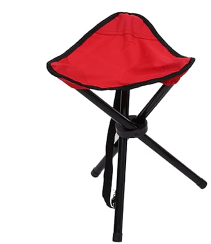 Qkbuza Red 38x10x10 Cm Foldable Small 3-Legged Canvas Chair Folding Stool Tripod Tall Lightweight Camping Stool Portable Camp Stool Travel Backpacking Garden Seat For Outdoor Travel Walking Garden