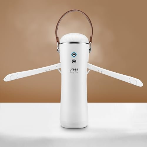 Ufesa Easy Dry, Secadora de Ropa Portátil, Desinfectante Bactericida con Luz Ultravioleta, Secadora portátil de viaje, Desodora con Aceite Aromático, Bolsa de Viaje Incluida