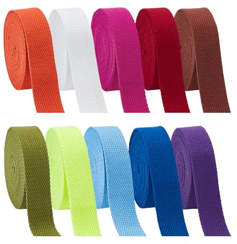 PH PandaHall 30m Nastro di Cotone 10 Colori Nastro in Twill di Cotone, 25mm Cinghia in Tessuto Resistente per Cucito Fai Da Te Artigianato Borsa di Stoffa Cintura di Sicurezza