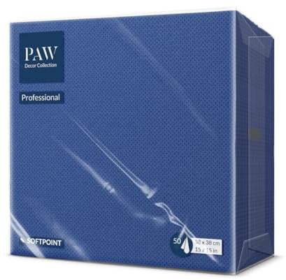 PAW - Servilletas Soft Point (38 x 38 cm) | 50 Servilletas para Hostelería | Suaves y Resistentes | Ideal para uso Diario, Bares y Cafeterías | Azul marino