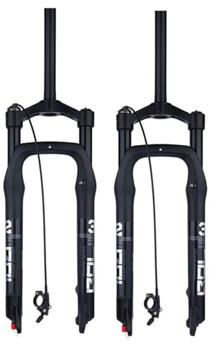 26 Fat Mountainbike-fjädergaffel för 4,0 däck, 1–1/8 tum axel kontroll, Snow Beach elektrisk luftfjäder, 135 mm fjäderväg, skivbroms, snabbkoppling, 9 x HL/RL-återstudsning