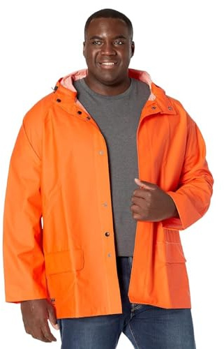 Helly Hansen Workwear Mandal Waterproof Jacket for Men - Adjustable Hood, PVC-Coated Protective Windbreaker & Rain Coat - 290 Dark Orange - Medium