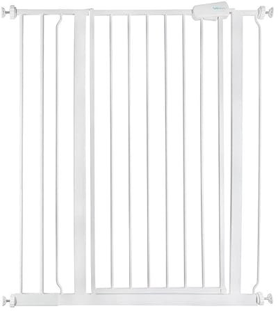 Safetots Barrière de Sécurité Métal Extra Haute à Fixation par Pression, Barrière d'Escalier pour Bébé, 87,9cm - 95,5cm, Hauteur de 104cm, Couleur Blanc