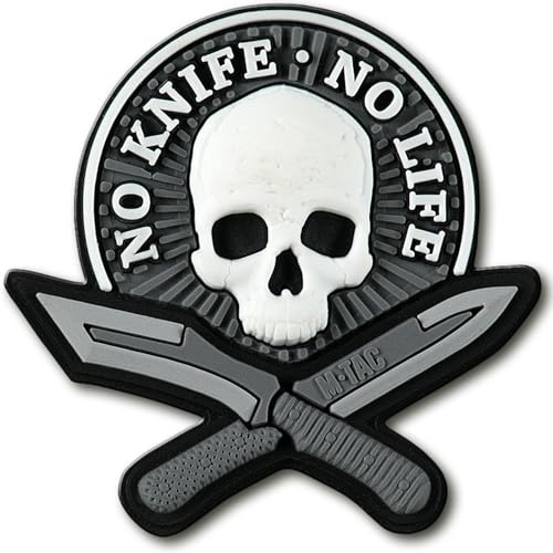M-Tac Morale Parches Sin Cuchillo No Life PVC 3D Militar Tactical (Gris/Negro)