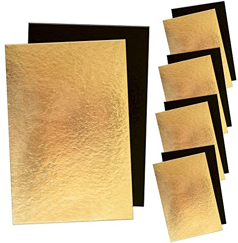 ScrapCooking 5197 5er-Set Tortenunterlage Rechteckig, 30 x 20 cm Cake Board, Karton Gold & Schwarz, Kuchenplatte Tortenplatte Cakeboard für Torten Kuchen Geburstag