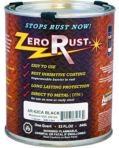 Zero Rust AR-62CA Black Rust Inhibitive Coating – 1 Quart | Direct-to-Metal Corrosion Protection | Industrial-Grade Black Rust Preventive Paint