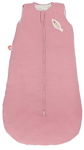 Nattou Gigoteuse Bébé pour l'Automne et l'Hiver, Motif Plume, TOG 2.5, 90 cm, Coton/Polyester, Pauline et Sasha, Vieux Rose/Blanc 244381