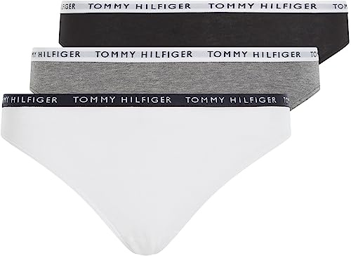 Tommy Hilfiger Pack de 3 Braguitas para Mujer Ropa Interior, Multicolor (Medium Grey Heather/White/Black), XS