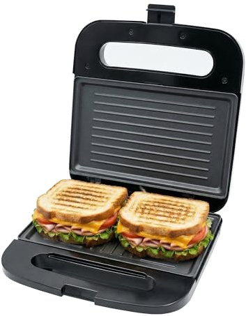 OVENTE Electric Panini Press Grill with Nonstick Plates, LED Indicator Lights, Thermostat Control, Cool Touch Handle, Compact Sandwich Maker Perfect for Cooking Breakfast, Snacks & More, Black GP0401B