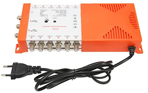 Amplificatore di Distribuzione a 12 Vie, Presa EU 230V Amplificatore di Distribuzione Professionale a 12 Canali Ad Alto Guadagno con Indicatore LED per TV