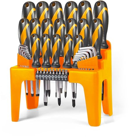 Avilia Set Cacciaviti e Chiavini Esagonali - Kit Attrezzi da Lavoro con 17 Cacciaviti, 16 Chiavini e 10 Inserti, Punta Magnetica, Manici Ergonomici e Astuccio, in Acciaio Cr-V Resistente