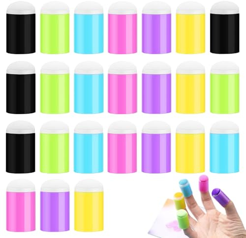 DUGEGAYL Aplicador de Esponja de Dedo,24Pcs Aplicadores Multicolores para Diversas Actividades de Pintura y Arte