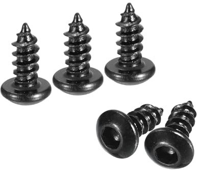 QUARKZMAN 25pcs Tornillos Autorroscantes de Cabeza Hexagonal, M3*6mm Cabeza Redonda Tornillos para Madera Tornillo de Acero al Carbono Tornillos Roscados, Negro