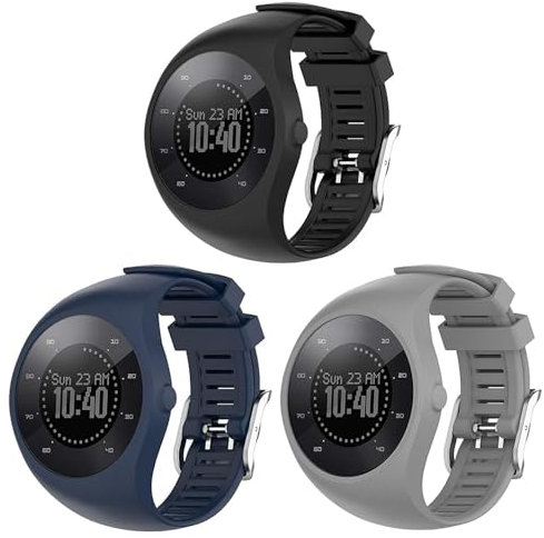 Generisch 3 Stück Armband für Polar M200 GPS-Laufuhr Armbänder Sport Wasserdichtes Ersatzarmband Silikon Wechselarmband Kompatibel mit Polar M200 Uhrarmband (Grau/Blau/Schwarz)