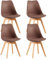 EGGREE 4er Set Esszimmerstühle mit Massivholz Buche Bein SGS Geprüfter, Skandinavisch Design Gepolsterter aus PU-Leder Küchenstuhl Essstühle,Schokoladenbraun