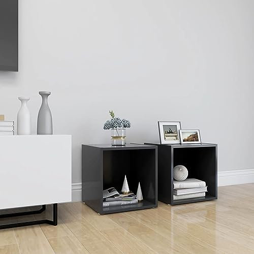 ShGaxin TV-möbler 2 st, TV-bord, TV-bänk vardagsrum, TV-skåp, TV-bord, vardagsrumsmöbler, TV-bord, spånskiva grå 37 x 35 x 37 cm