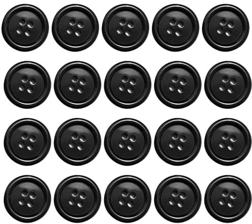10 Stück Knöpfe Schwarz,Buttons Runde,Schwarze Knöpfe zum Basteln,knöpfe Zum Annähen 4 Löcher,Ersatzknöpfe Mantelknöpfe Hemdknöpfe Jackenknöpfe,Nähknöpfe für Mantel,Anzug,Diy Handwerk Deko usw(Harz)