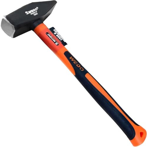 WEDO Marteau de serrurier, 200 g, manche en fibre de verre, outil de matériel, marteau de mécanicien avec poignée antidérapante, acier au carbone, durable