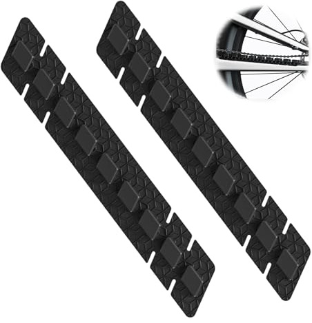 AHRLIC 2Pcs Silicone Chainstay Protector – Bike Chain Guard for MTB, Road & Off-Road Bicycle – 3D Embossed Self-Adhesive Frame Protection, No Residue, Waterproof Chain Cover Accessory – Black