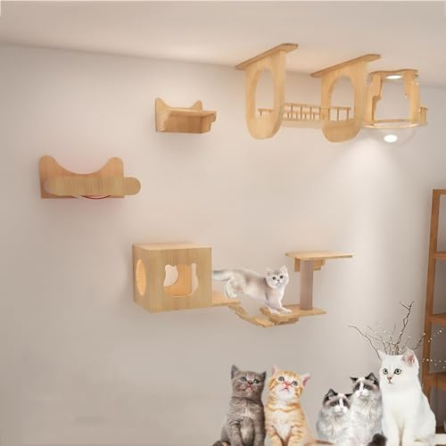Kattklätterställning， Kattvägghyllor, möbelset, klätterhylla, lekplats, luftkorridor, kattbo, rymdkapsel, hoppplattform DIY(Style 2)