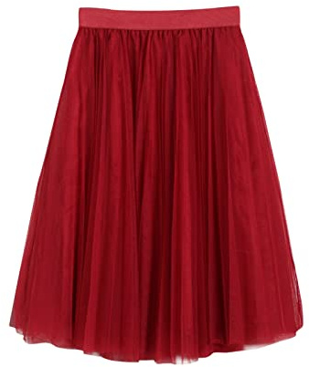 Tyllkjol dam tutu kjol Dirndl karneval party 50-talet rockabilly underkjol balet minikjol elastisk underkjol kostym klassisk cosplay festklänning, vin, one size