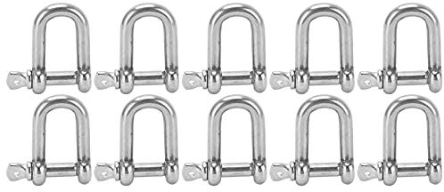 KPOYTWRDN 10 Pezzi di Maniglia a D Diritta M5, Maniglia a Catena per imbracature in Acciaio Inox di Tipo D, connettore di Sollevamento Resistente alla corrosione con capacità di carico di 80