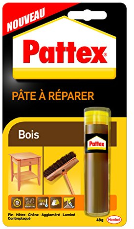 Pattex Répar'Bois- pâte à réparer couleur bois -Répare, colmate, fixe, reconstitue la matière- bâton 48 gr