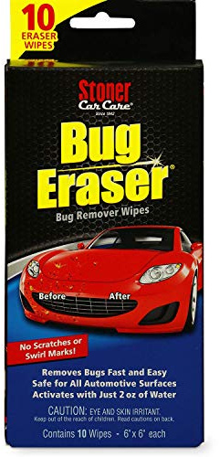 Stoner Car Care 95401 Bug Eraser Car Cleaning Wipes, Removes Bugs Fast and Easy, Safe for All Automotive Surfaces, 10 Eraser Wipes, Pack of 1