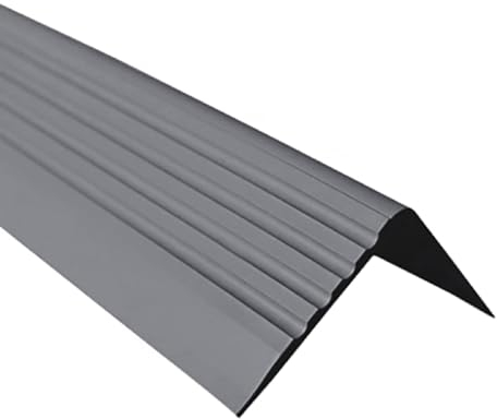 Quest Stair Edge Profile Self-Adhesive PVC Plastic Stair Edge Protection 50 x 42 mm Dark Grey 150 cm